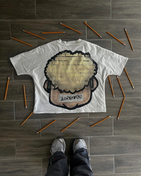 harajuku oversized t-shirt with sadcore manga chaos and glow text