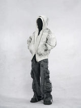Urban Grunge Double-Layer Hoodie – Leather Texture Streetwear