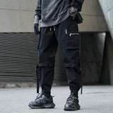 hip hop loose fit elastic waist cargo pants side big pocket ankle pants with belt mens drewstring military sweatpants joggers unique joggers style 4647