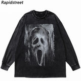 Y2K Graphic Tee – Hip Hop Long Sleeve Tshirt Streetwear Ghost Graphic – Edgy Streetwear for All Genders