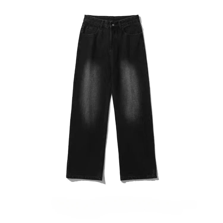 streetwear vintage y2k men s jeans black baggy trousers new wide leg denim pants hip hop harajuku distressed straight pants unique jeans style 770