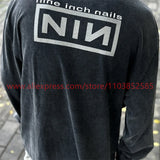 2024 Autumn Vintage American Long Sleeve Street Hip Hop West Coast High Street Heavy Weight High Quality Washed Print 100%Cotton