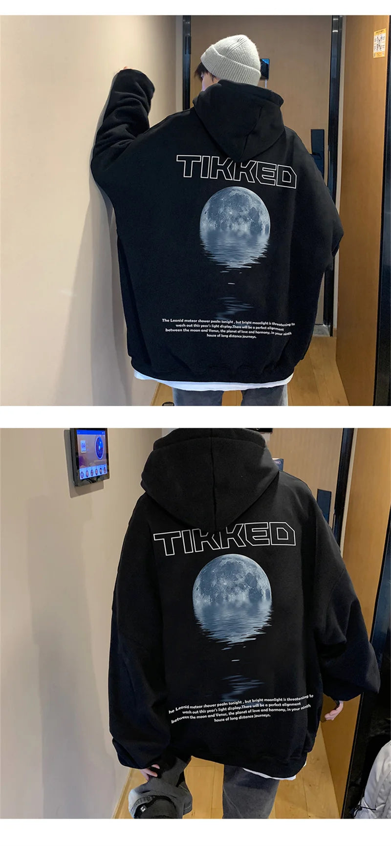Techwear hoodie with cyber grid glitch graphics