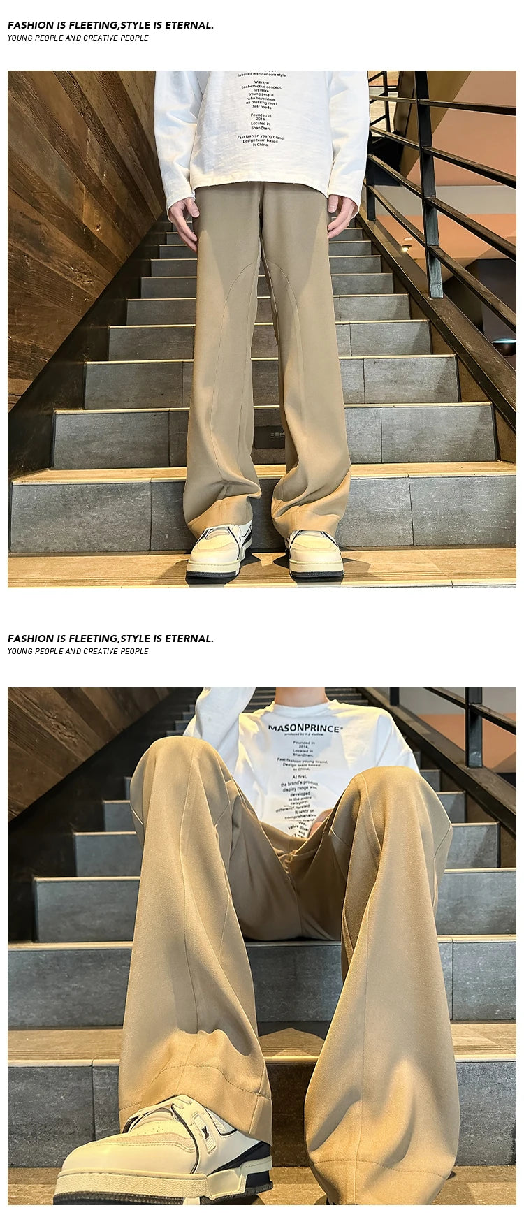 2025 mens four seasons new mid waist micro flared casual pants fashion trend leisure mens flared leg trousers korean pants men unique default style 1305