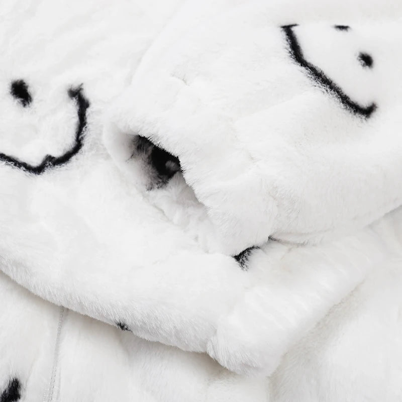 Abcvan Snaki 2023 New High Quality Smiling Face Rabbit Hair Cotton Coat Men's and Women's Coat