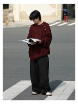 bold graphic pullover, layered streetwear look, soft knit pullover with flame design, y2k fashion statement