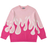 bold flame design top, high-street layer, cozy fashion fit, stylish street outfit, modern aesthetic appeal