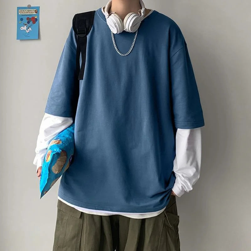Sadcore Vintage print – Autumn Mens Casual Long Sleeve T Shirt Plus Size Sweatshirts