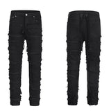 retro hole ripped distressed jeans for men straight washed harajuku hip hop loose denim trousers vibe style casual jean pants unique jeans style 844