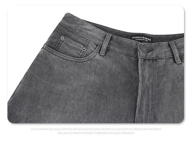 2024 autumn and winter new carbon ash wash worn jeans
