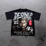 Vaporwave Oversized shirt – Black Myth Wukong Printed Oversized Short Sleeved Top Men Y2