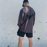 Y2k Tribal flame – Kanye White Pigeon Washed Old Vintage Loose Sleeve Round Nec