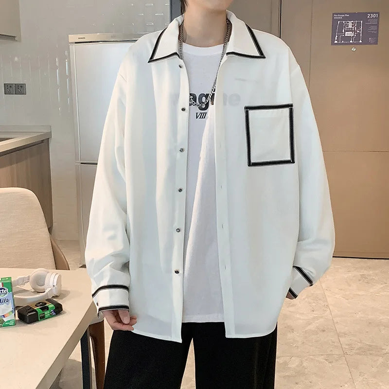 New Fashion Shirt Men's Long-sleeved 2023 Spring And Autumn Casual Loose Shirt Korean Style Comfortable Casual Top Boutique