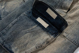 fashion denim baggy cargo jean pants men hip hop elastic waist wide legs retro washed jeans side pocket streetwear jeans joggers unique joggers style 4498