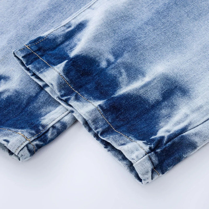 2024 Streetwear Blue Jeans Letter Printing Vintage Retro Denim Trousers Harajuku Jogger Denim Jeans Hipster