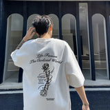 Y2k Angelcore design – Gothic Letter Rose Printed T Shirt Men Hip Hop Fashion Overs
