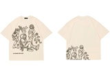 Skatercore Aesthetic print tee – 2023 Harajuku Cartoon Girl Cat Japanese Kanji Graphic T Shir