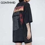 Harajuku Oversized Shirt – Hip Hop Streetwear T Shirt Mens Vintage Poster Graphic Print – Modern Streetwear for Everyone