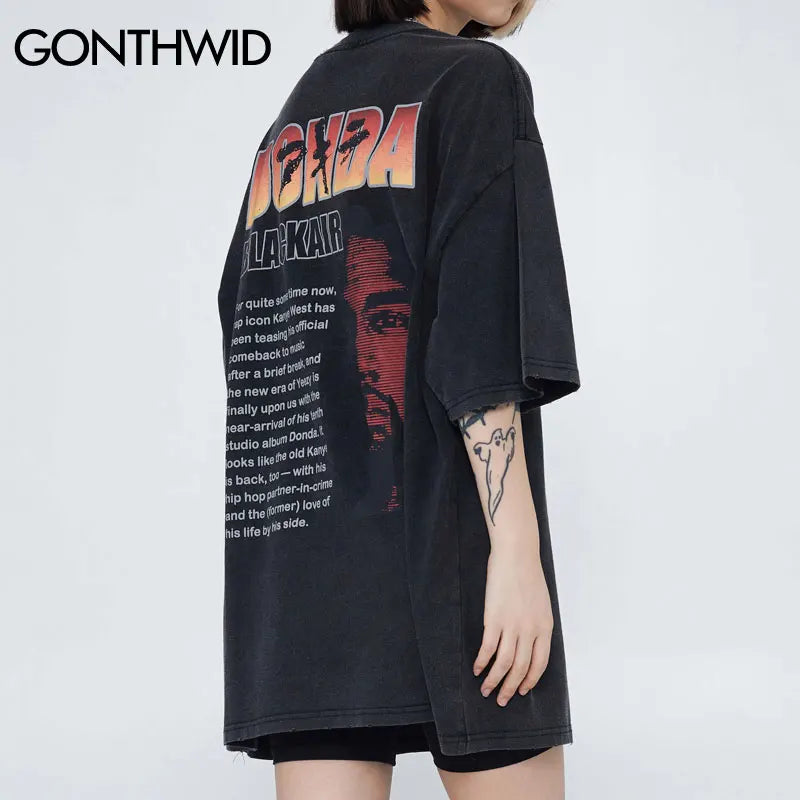 Harajuku Oversized Shirt – Hip Hop Streetwear T Shirt Mens Vintage Poster Graphic Print – Modern Streetwear for Everyone
