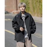 Outdoor Mens Charge Jacket Retro Loose Stand Collar Waterproof Tooling