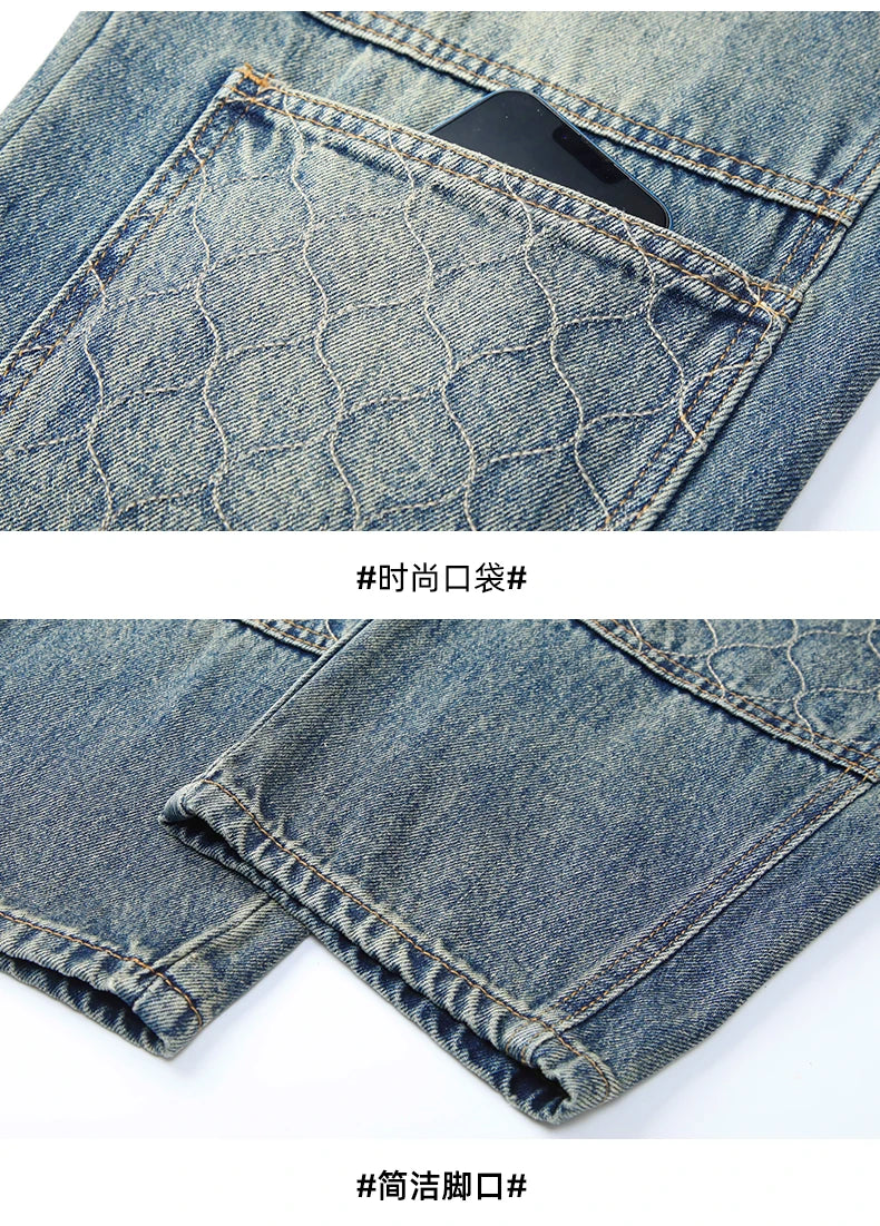 men streetwear fashion loose casual plus size denim harem jeans pant cityboy retro splice pocket cargo jeans trousers 40 38 unique cargo style 3206