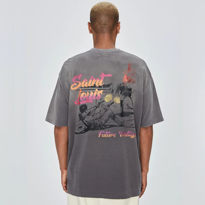 Y2K Graphic Tee – 2024Ss Saint Louis T Shirts Men Woman Good Quality Cotton Lo – Urban Streetwear for Men & Women