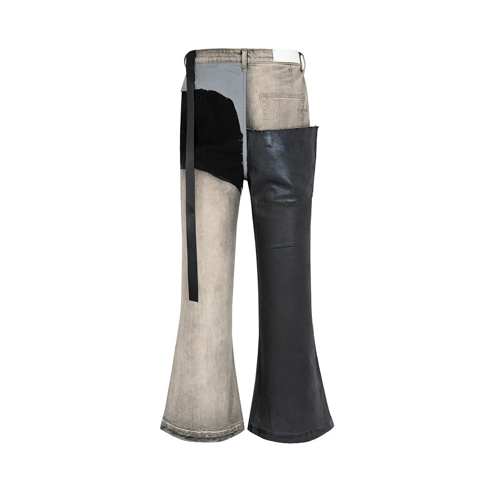 ro style ribbons patchwork gradient stacked wax pants unisex straight streetwear baggy y2k flare jeans oversized loose cargos 1 unique cargo style 820