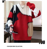 oversized knit pullover, fall/winter fashion, soft knit pullover with flame design, y2k fashion statement