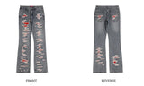 men distressed ripped destroied denim jean pants new fashion patchwork biker jeans streetwear flare pants jogger y2k men s jeans unique joggers style 3289