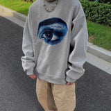 Trendy Korean Style Personalized Eye Print Round Neck Sweatshirt Men and Women Autumn and Winter Y2K High Street Hip-hop Tops