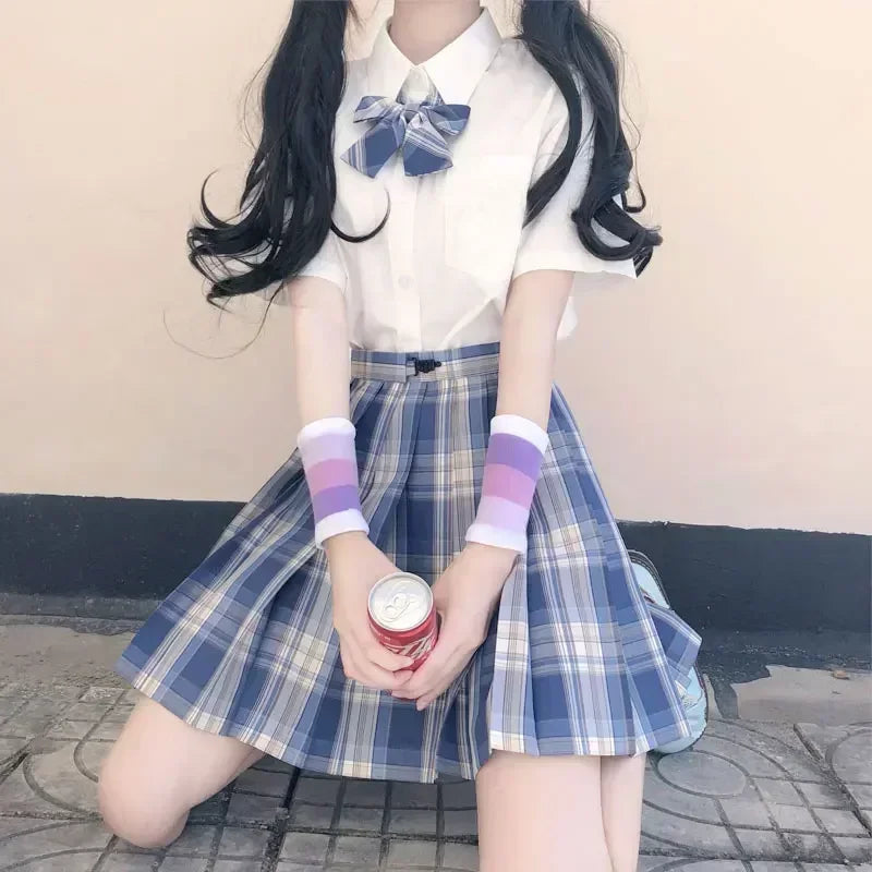 Japanese Korean Student Short Sleeve Sexy Jk Uniform Set High School Clothes Pleated Skirt Girl Seifuku Dress Cosplay Schoolgirl