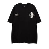 Vaporwave Barcode glitch – High Street Graffiti Letter Print Tee Shirt Mens Oversized C