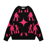 fashion knitted sweater unisex harajuku anime pattern sweaters casual pink color pullover streetwear sweaters jumpers knitwear unique limited edition hoodie, high quality cotton pullover, streetwear fashion hoodie