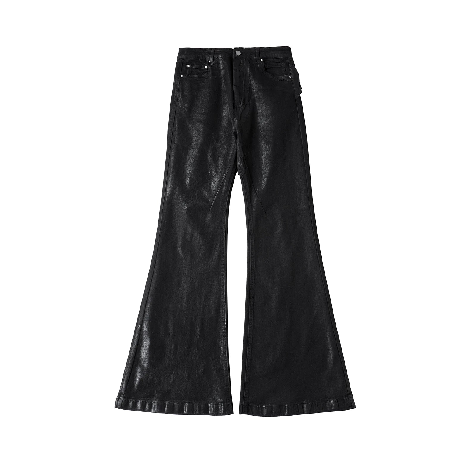 y2k streetwear wax leather strecth jeans for men and women ropa hombre baggy flare pants oversized straight denim trousers unique jeans style 4262