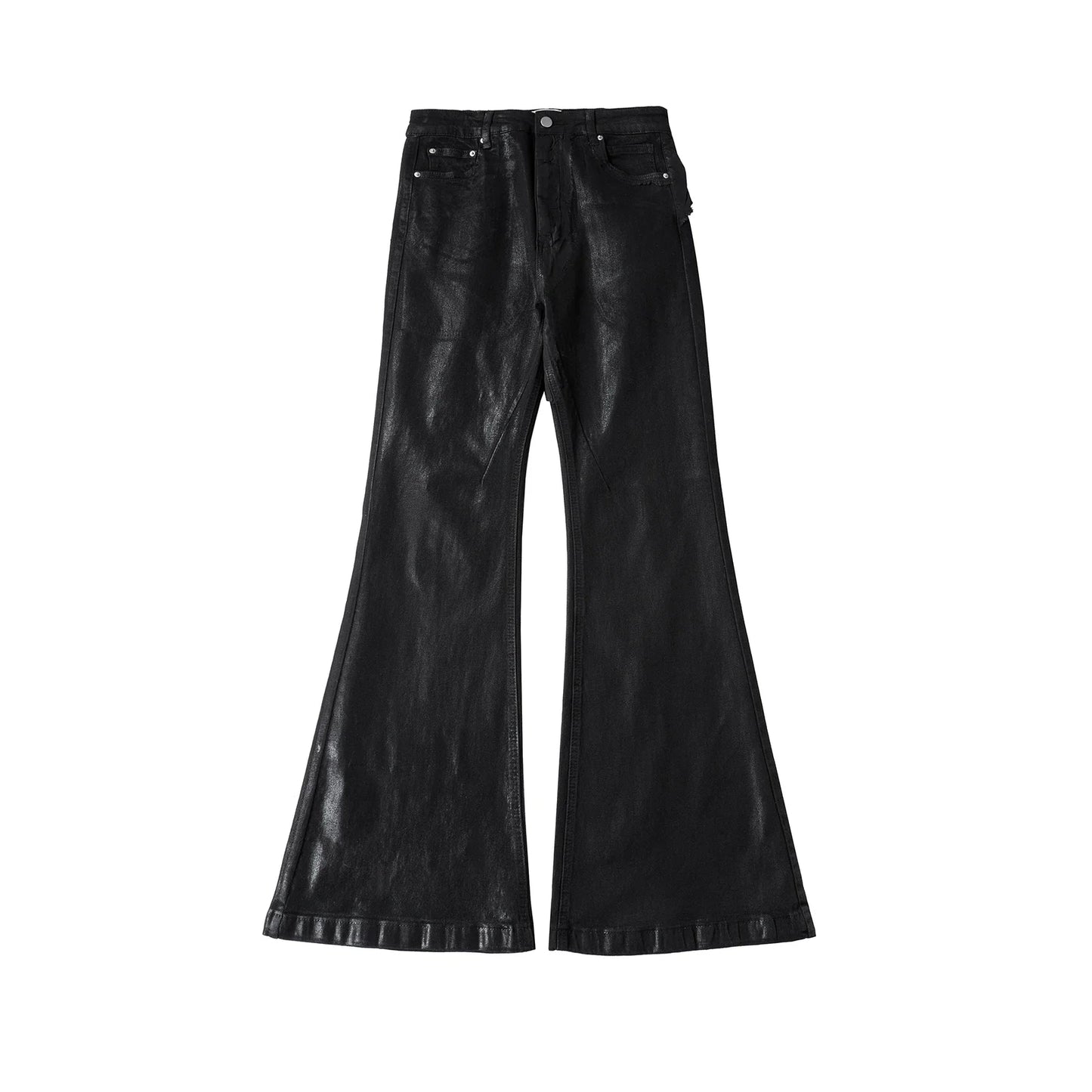 y2k streetwear wax leather strecth jeans for men and women ropa hombre baggy flare pants oversized straight denim trousers vintage washed jeans