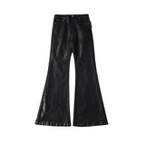 y2k streetwear wax leather strecth jeans for men and women ropa hombre baggy flare pants oversized straight denim trousers vintage washed jeans