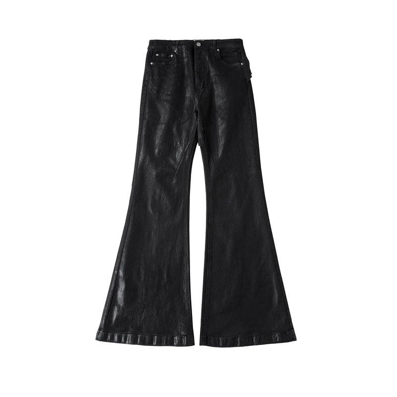 y2k streetwear wax leather strecth jeans for men and women ropa hombre baggy flare pants oversized straight denim trousers vintage washed jeans