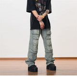 hip hop cargo denim pants streetwear plain denim pants mens harajuku cotton casual joggers jeans loose straight pants trousers unique joggers style 3859