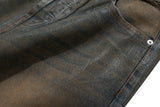 Oil Wax Coating Distressed Silhouette Jeans for Men and Women Washed Streetwear Baggy Denim Trousers Oversized Ropa Hombre Cargo