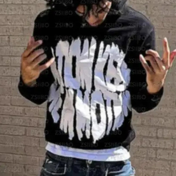Men Clothing Letter Fashion Hoodie Alphabet Blast Print Pattern Men Ha