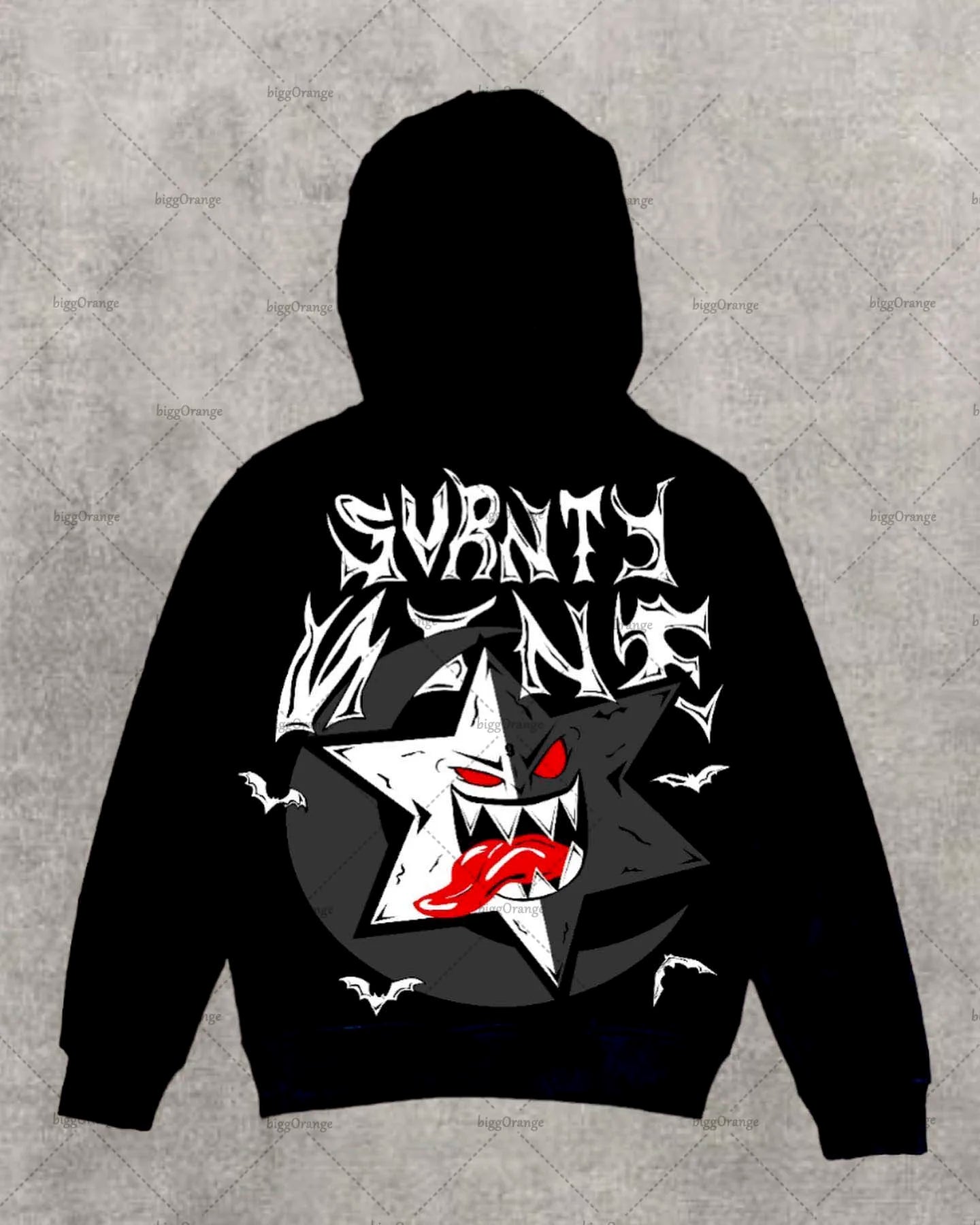 American Gothic Cartoon Letter Print Oversized Hoodie Womens Y2K Stree