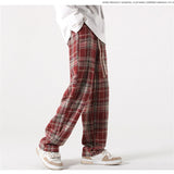 new mens y2k plaid casual baggy trousers autumn korean fashion straight woolen pants y2k vintage streetwear pantalones hombre unique default style 406