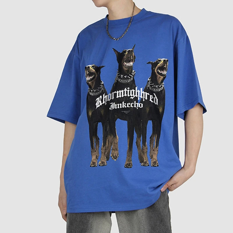 Sadcore Oversized shirt – Harajuku T Shirt Mens 2023 Summer Dog Letter Printed Vintage
