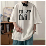 Y2k Crying character – 2024 New American Letter Print Short Sleeve Tee Shirt Mens