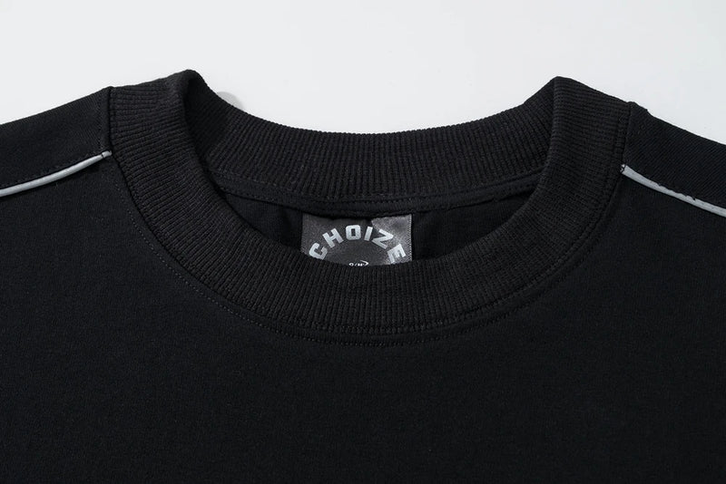 Harajuku Broken heart – Y2K Streetwear Reflective Strip White Black Oversized T Shir