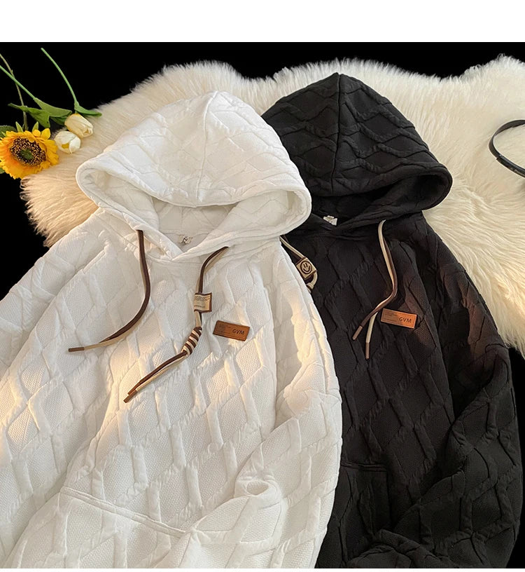 2024 New Mens Hoodie Fashion Korean Casual Loose Hooded Shirt Large Si