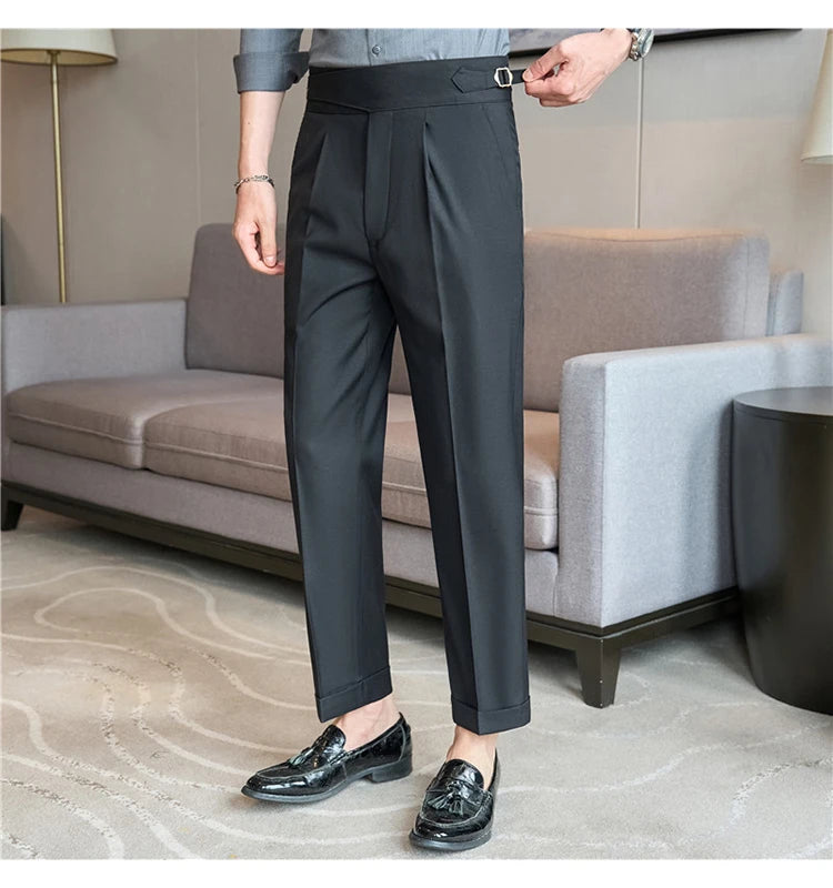 men naples waist business casual fashion vintage ankle length suit pant gentleman party dress pants trousers unique default style 1531
