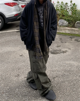 sadcore chrome print featuring undermycar 2024 new high quality shirt plaid cover with layered zipper open up hoodie black