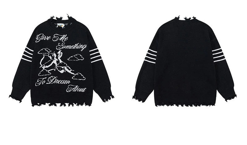oversized flame jumper with bold print, ideal for photo-ready Y2K streetwear layering, street fashion menswear trend for seas