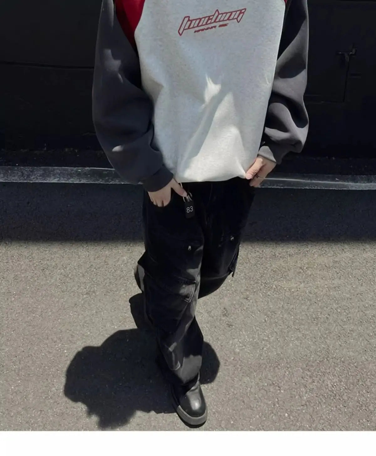 Motorcycle Style Round Neck Sweatshirt Men 2024 Spring Autumn Niche Contrasting Color Pullover Hot Top